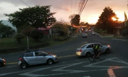 A road bifurcation on sunset