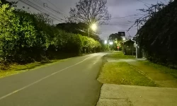 A view of a road in Costa Rica at night.